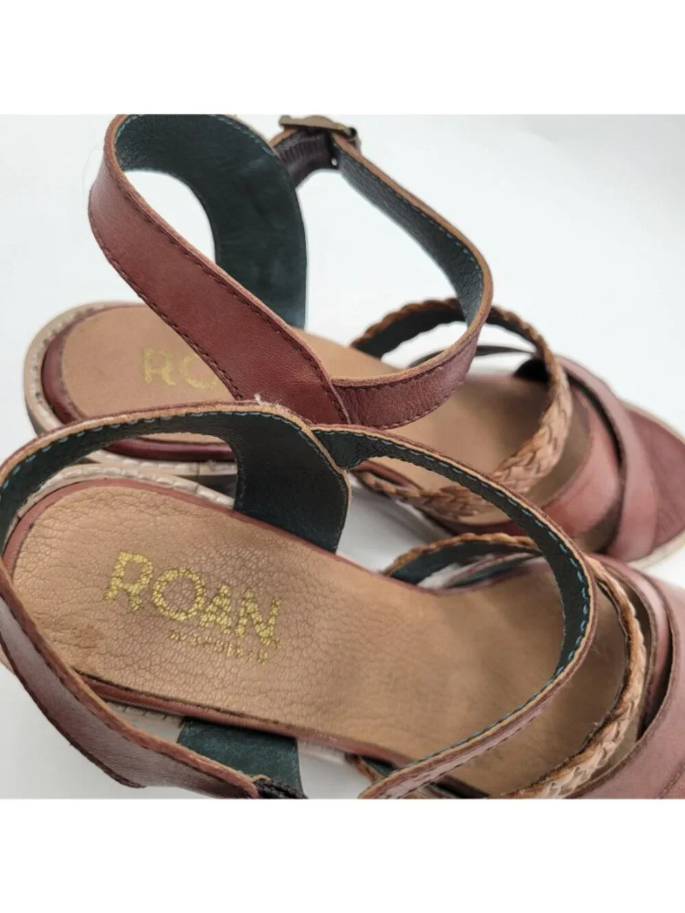 Women’s Brown Leather Block Heel Sandals